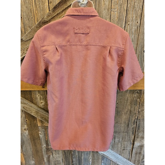 John Blair linen look pilot shirt coral red size small double pocket EUC ^ - Picture 3 of 7